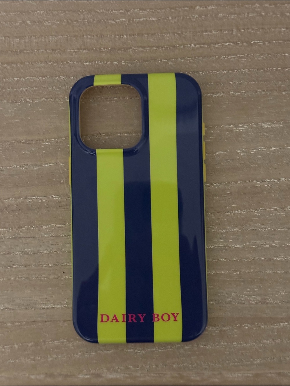 DAIRY BOY Navy and Lime Stripe Protective Phone Case- IPhone 15 pro max